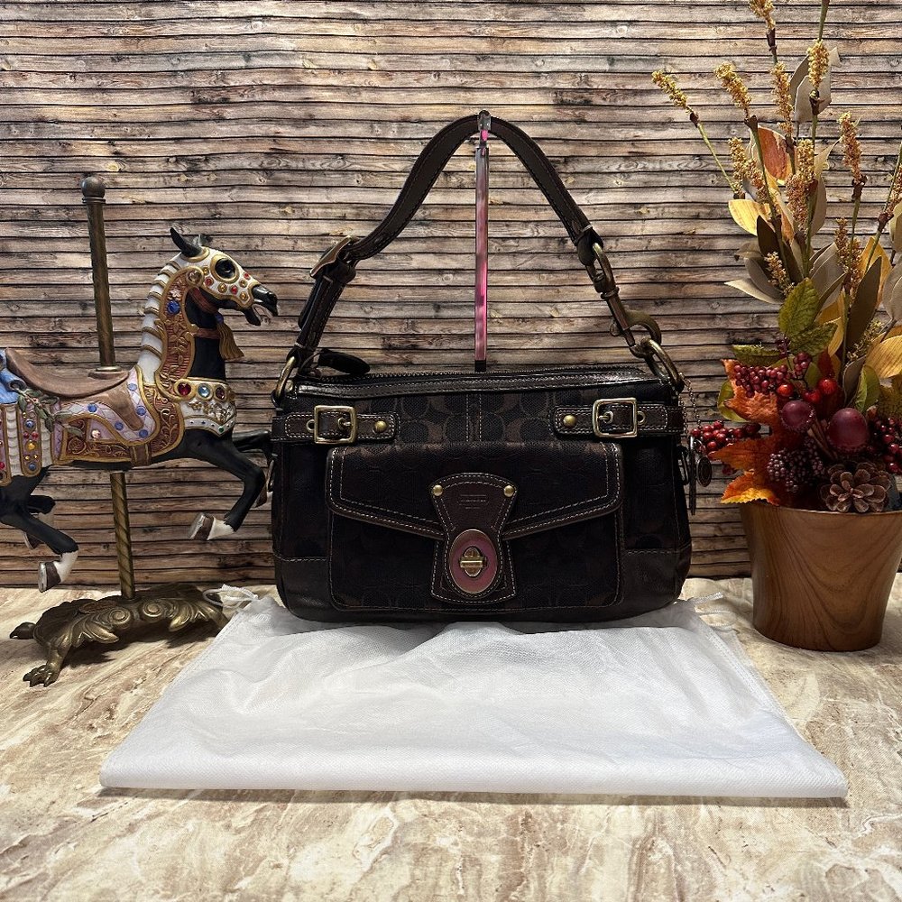 EUC Coach Brown/Black Hobo Shoulder Bag W/Dustbag
